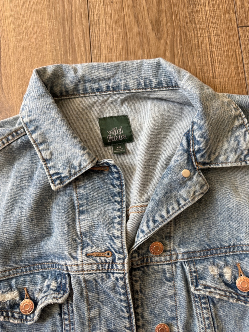 wild fable Light Wash Blue Cropped Denim Jacket - SZ XXS - Picture 6 of 10